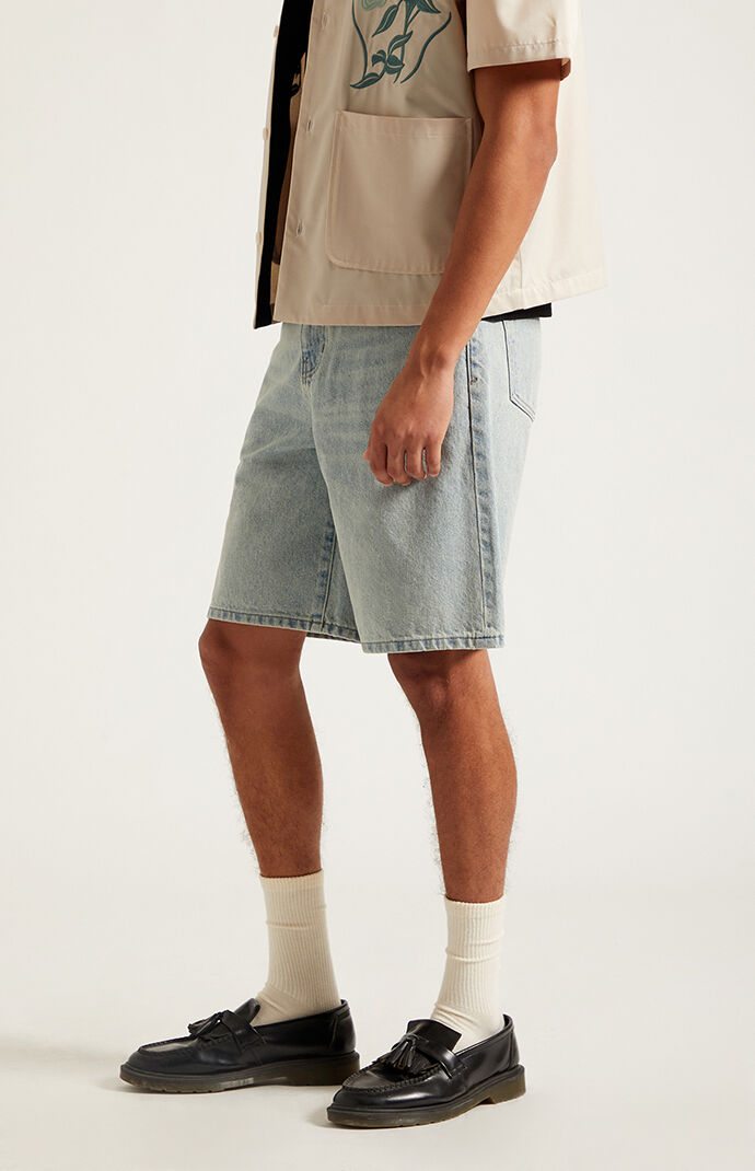 Pacsun Parker Baggy Denim Shorts Light Blue Tint