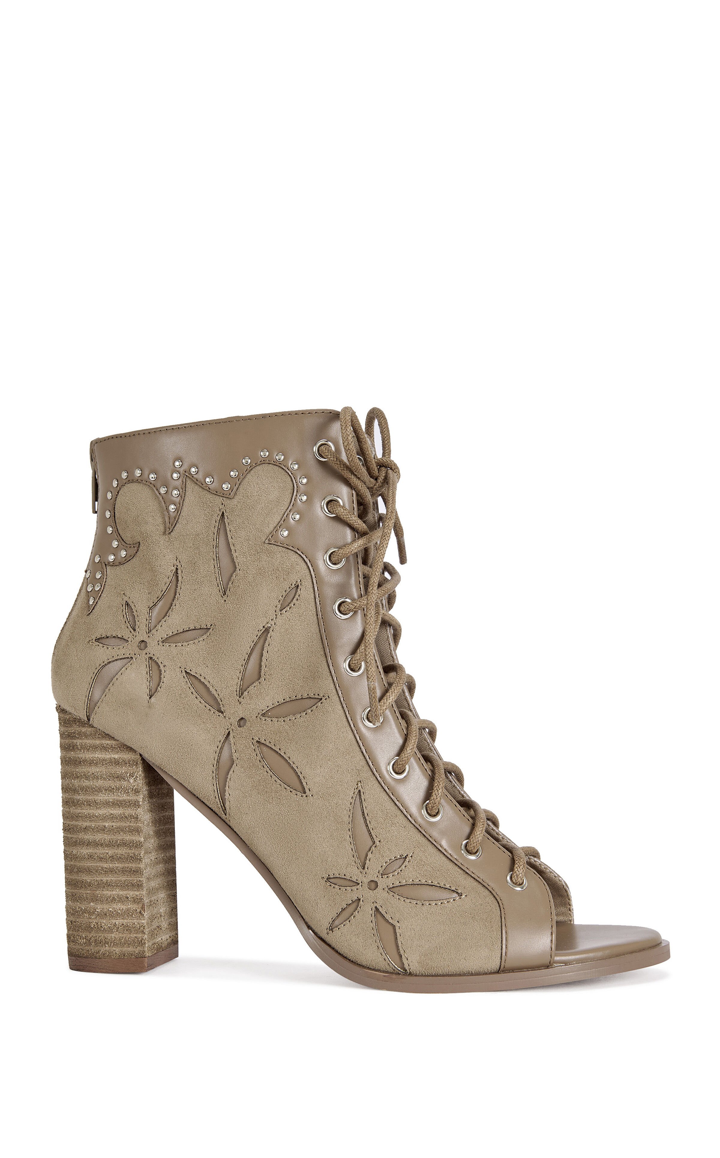 AZALEA WANG Women's Mirona Brown Western Peep Toe Booties