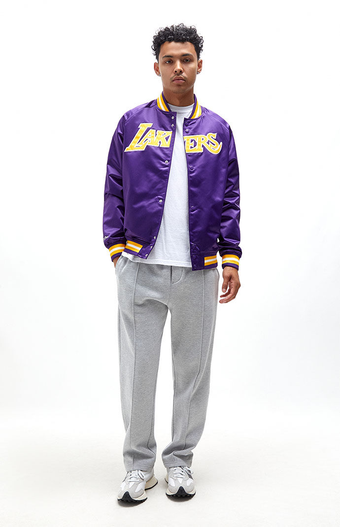 Mitchell Ness Lightweight Lakers Satin Jacket PacSun