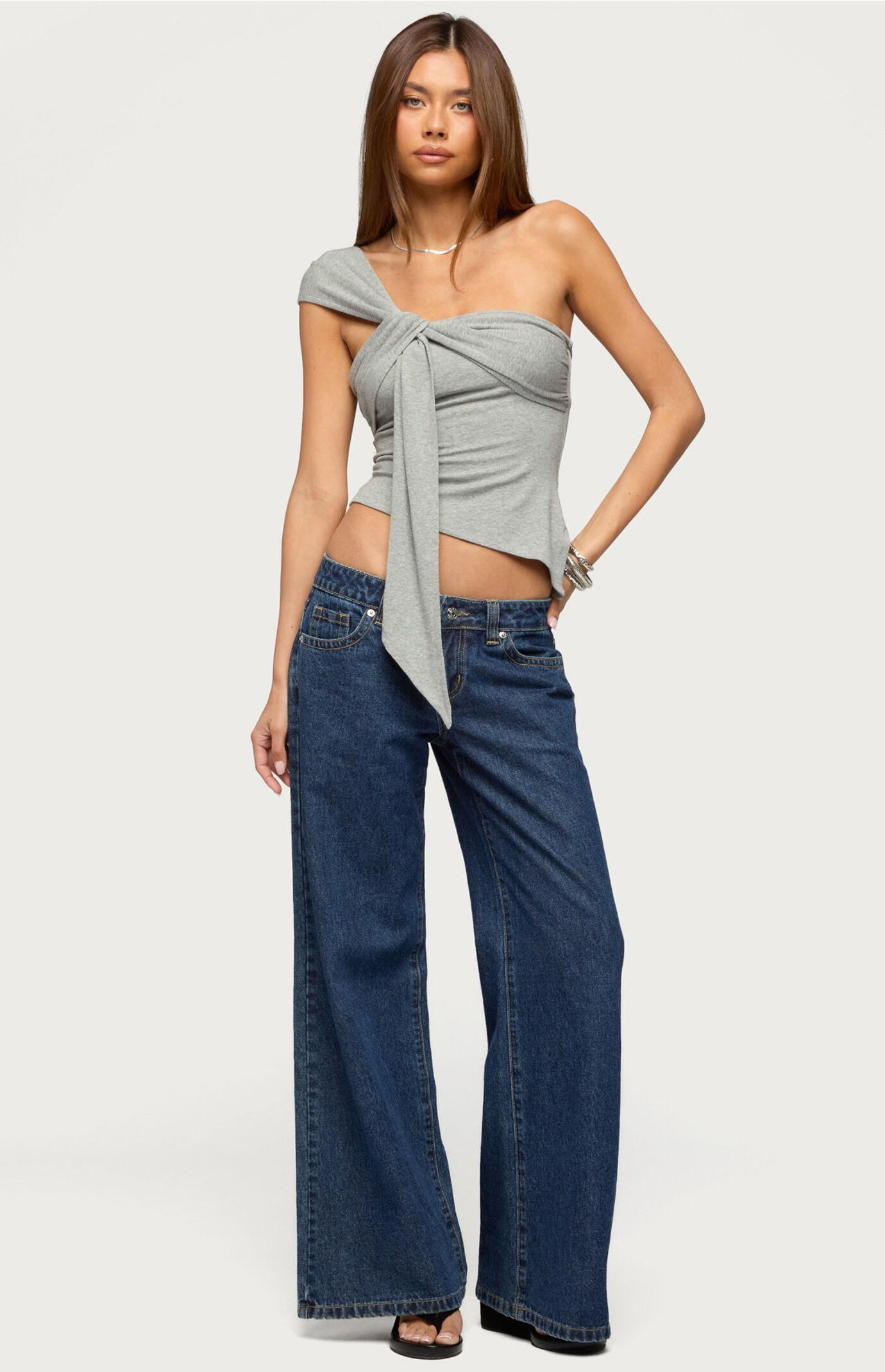 Edikted Zoie Draped Tie One Shoulder Top