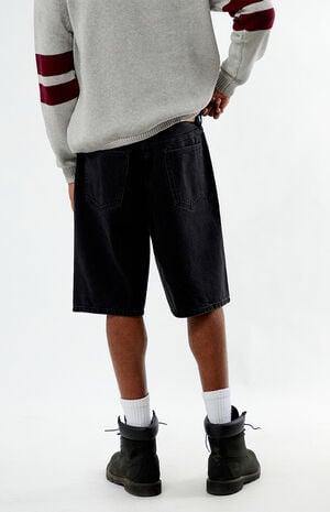 Black Baggy Denim Shorts image number 4