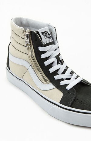 Vans Tan & White Colorblock Sk8-Hi Reissue Side Zip Sneakers