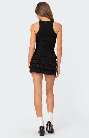Margot Ruffle Hem Ribbed Mini Dress image number 5