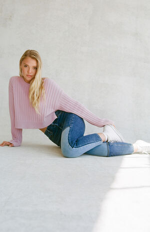 Patchwork Ultra High Waisted Slim Fit Jeans image number 6