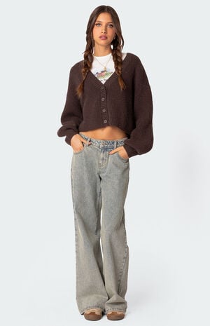 Sabrina Chunky Knit Cropped Cardigan Sabrina Chunky Knit Cropped Cardigan image number 3