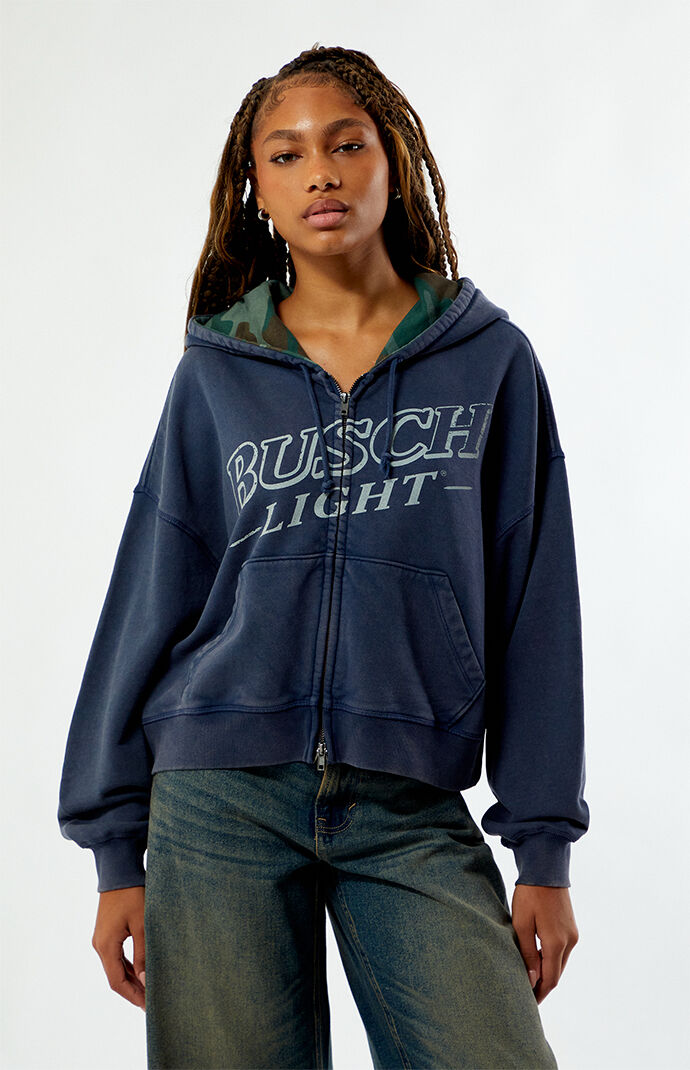 BUSCH LIGHT Bass Camo Zip Up Cropped Hoodie | Pacsun