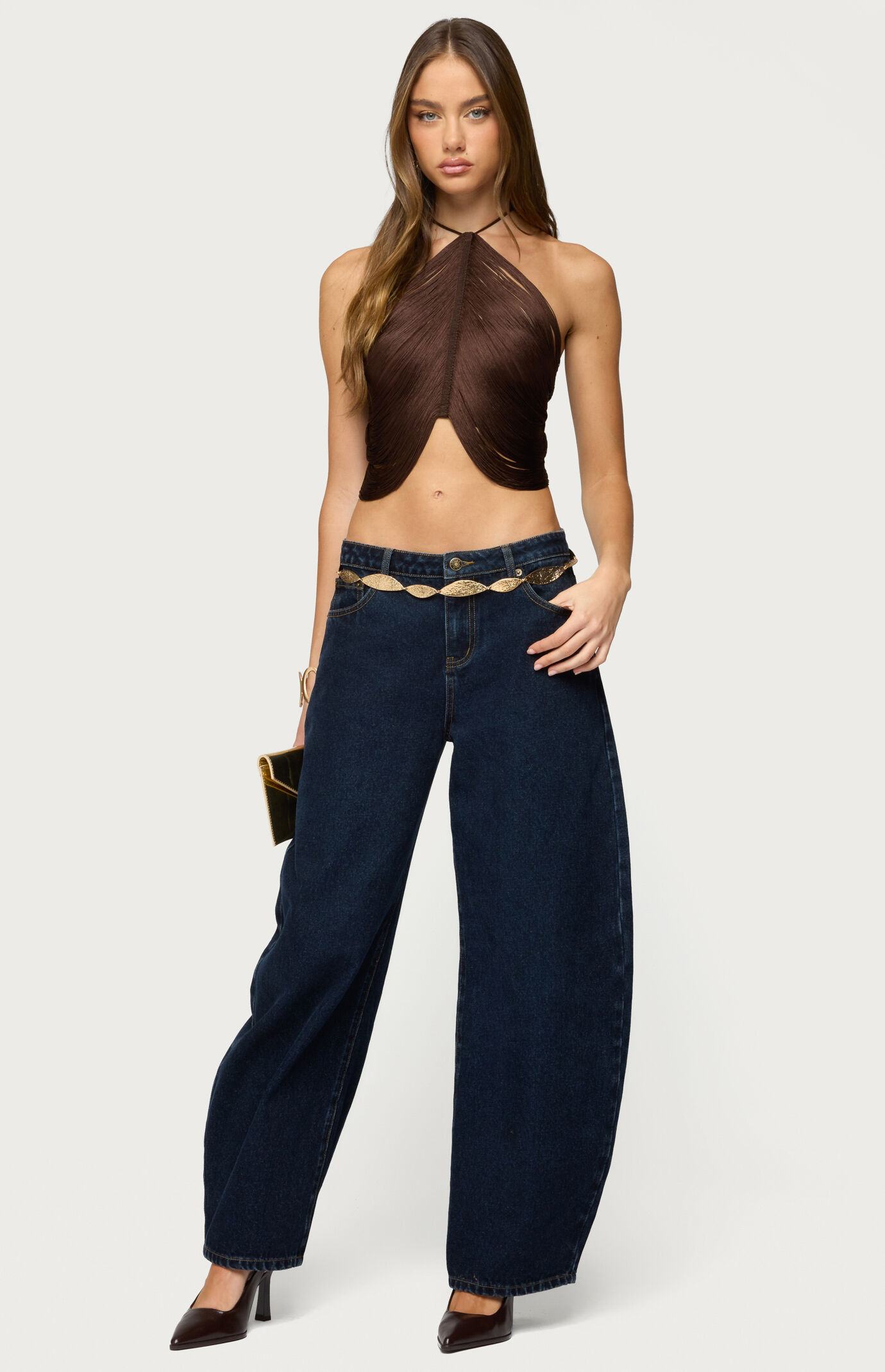 Edikted Hara Fringed Crisscross Backless Top