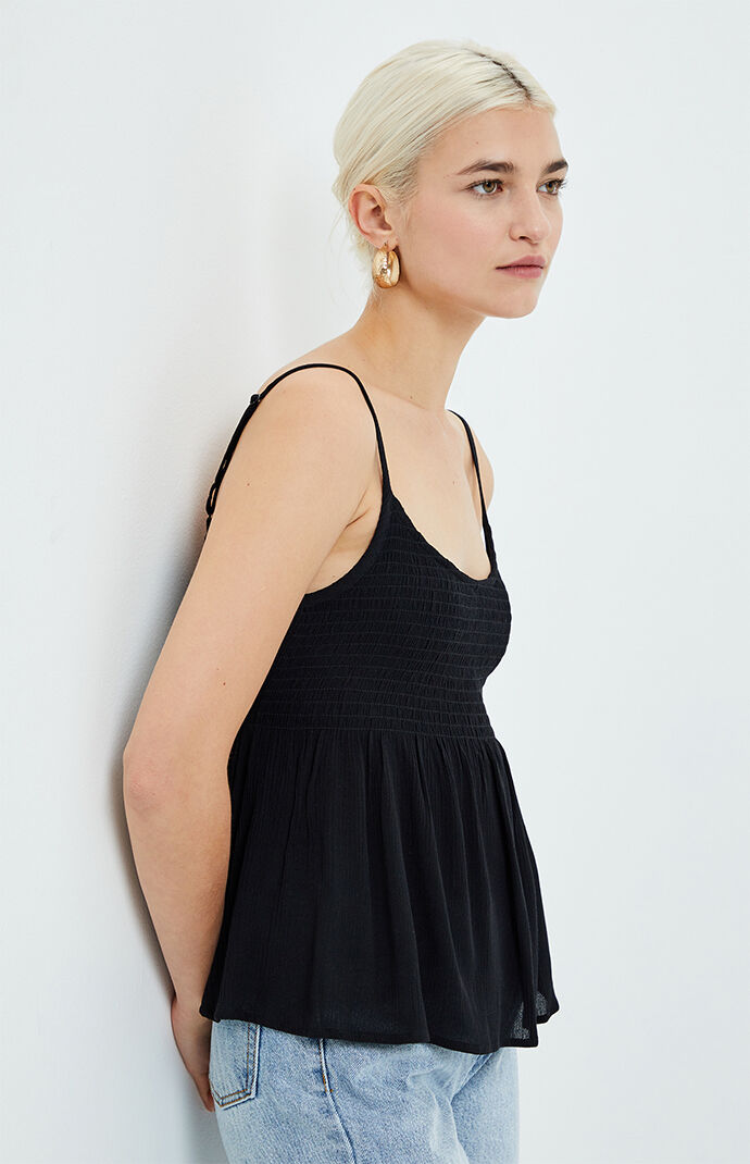 Smocked Tie Back Babydoll Top