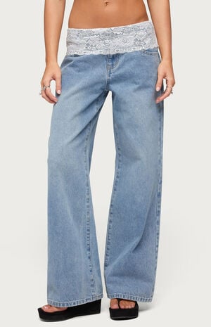 Lacey Foldover Low Rise Baggy Jeans image number 1