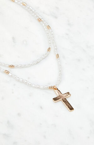 Pearl Cross Necklace image number 2