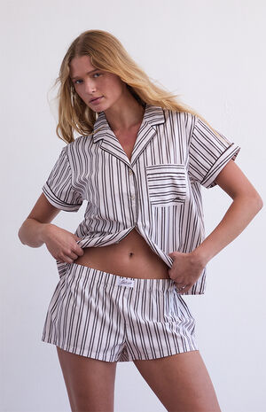 Striped Mini Pajama Shorts image number 3
