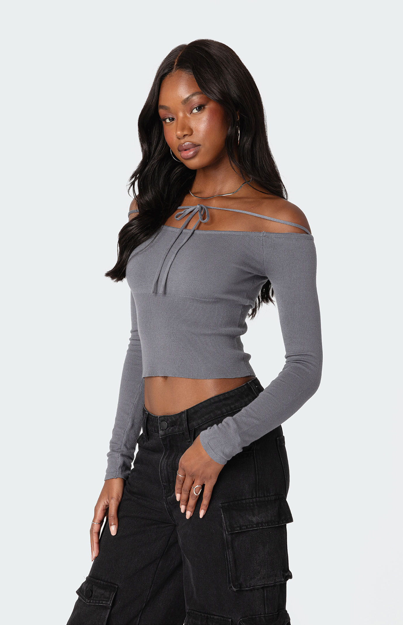 Tie top knit top
