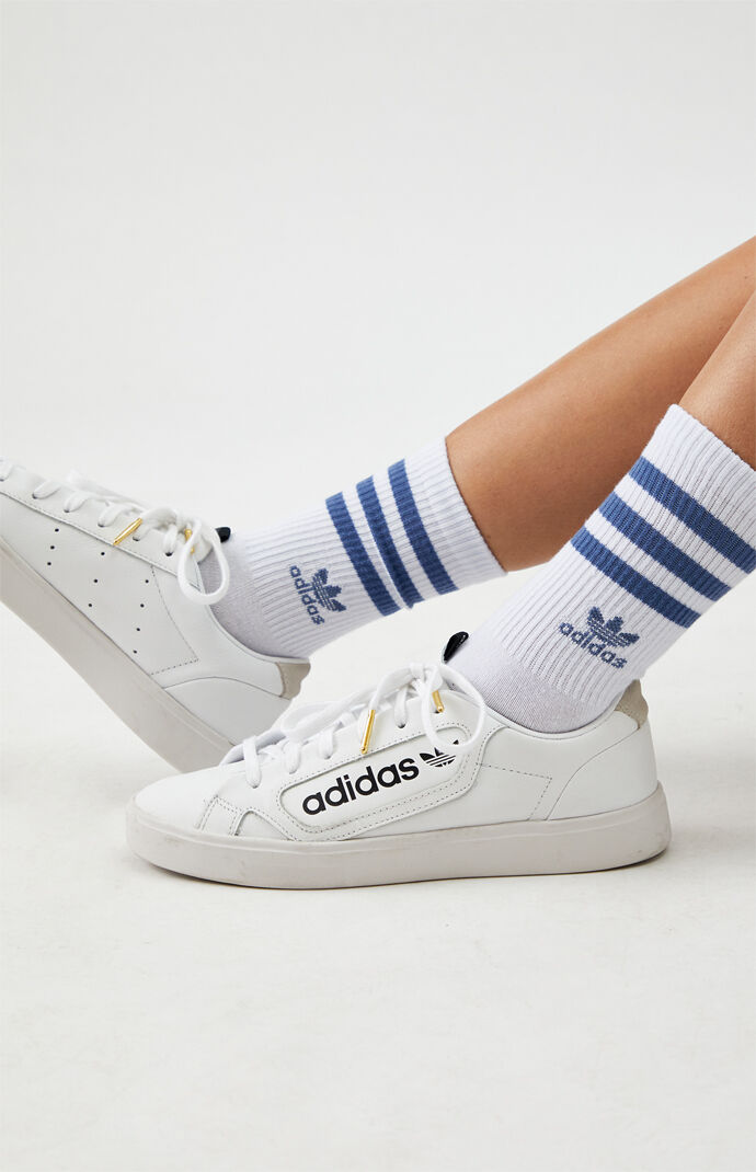 White & Blue Recycled Single Crew Socks