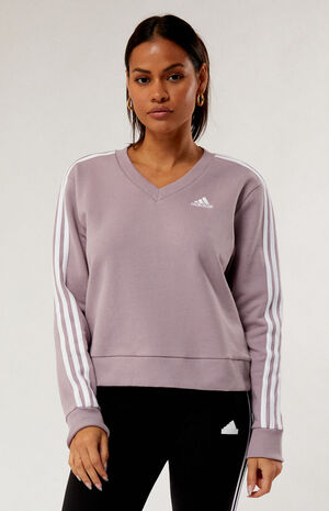 Lavender 3-Stripes V-Neck Sweatshirt image number 3