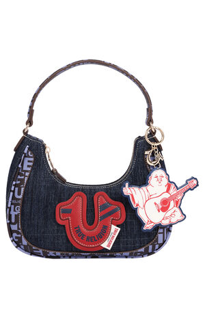 Graphic Trim Denim Hobo Bag image number 1