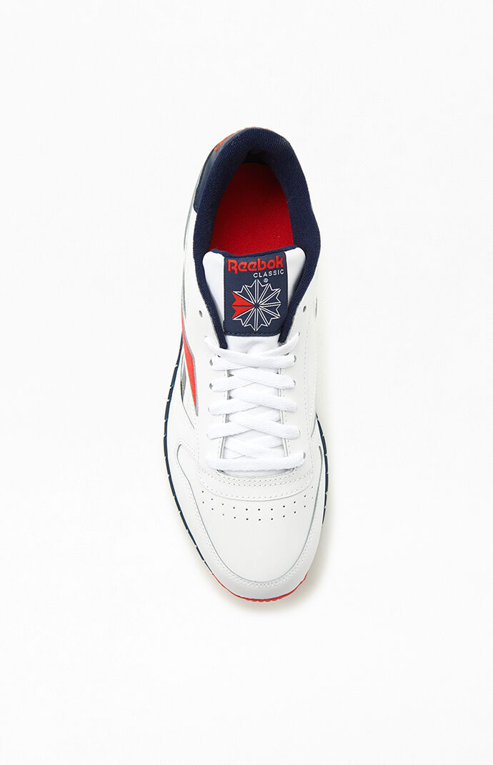 White Red & Navy Classic Leather Shoes