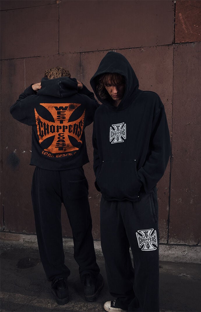 West Coast Choppers Frayed Cross Cropped Hoodie | Pacsun