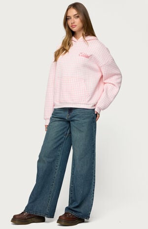 Edikted Gingham Oversized Hoodie image number 4