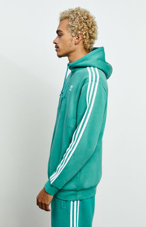 adidas Green 3-Stripes Quarter Zip Hoodie | PacSun