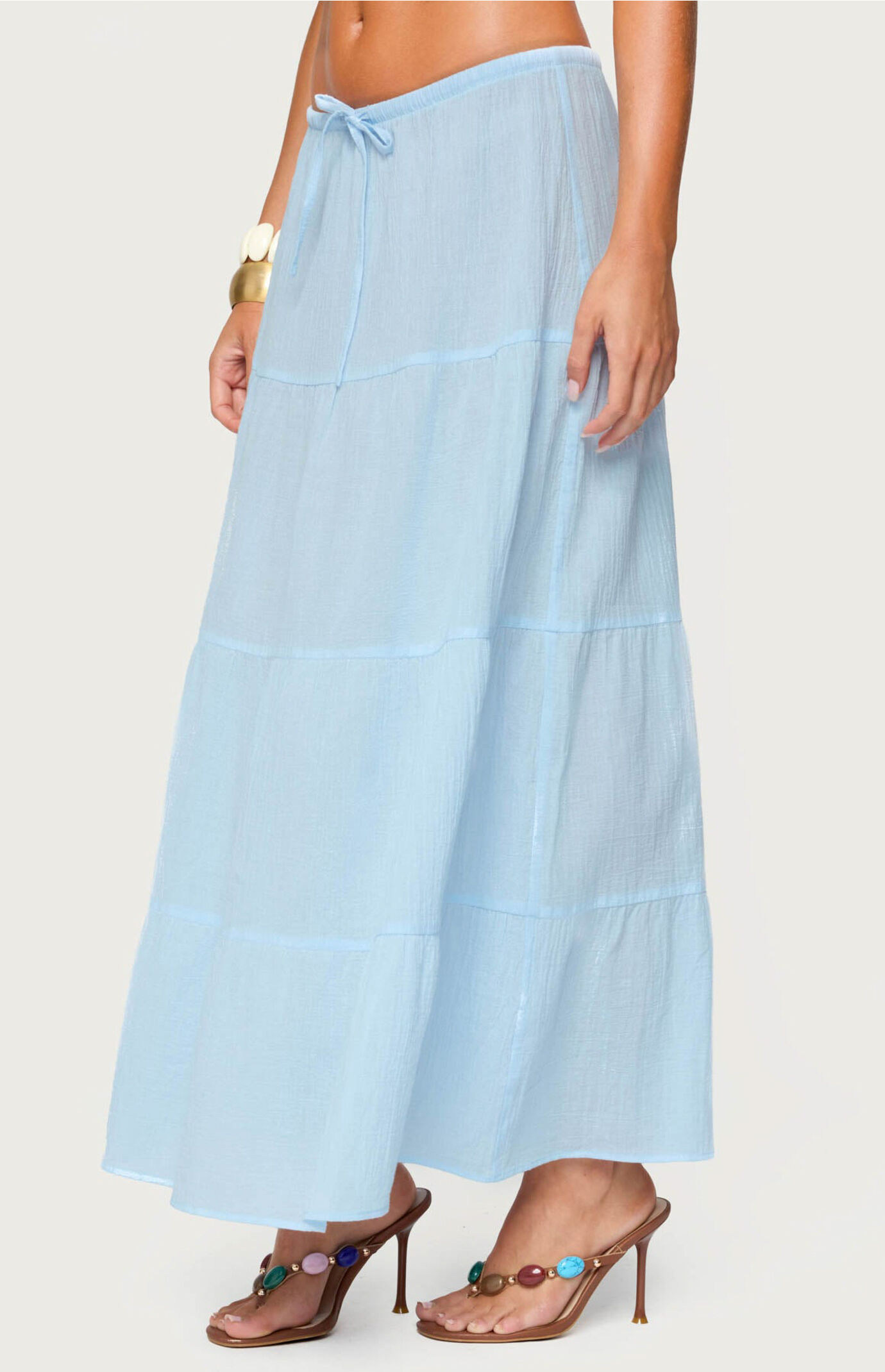 Edikted Kaila Cotton Tiered Maxi Skirt