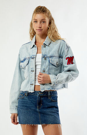 Mississippi Ole Miss Frayed Cropped Denim Jacket image number 3