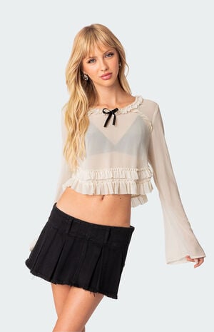 Grace Sheer Ruffle Chiffon Top image number 1