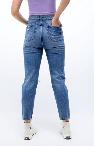 Eco Medium Blue Distressed Ultra High Waisted Slim Fit Jeans Eco Medium Blue Distressed Ultra High Waisted Slim Fit Jeans image number null