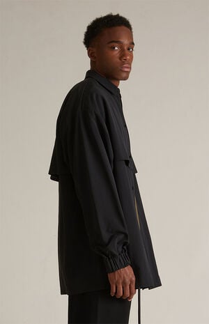 Black Military Nylon Overshirt Jacket image number 3