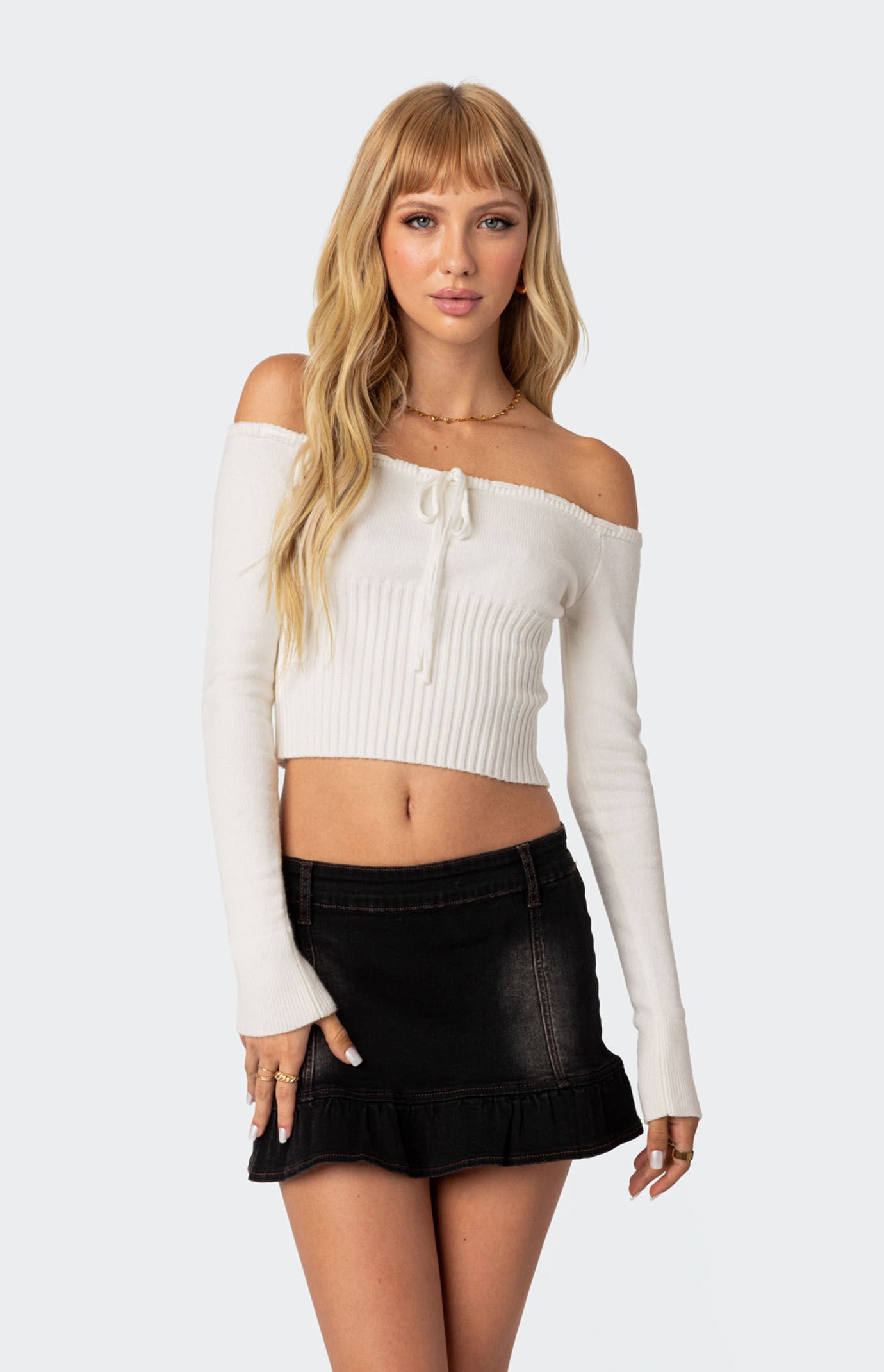 Edikted Dawna Tie Front Knit Top | PacSun