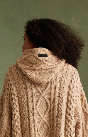 Gold Heather Cable Knit Hoodie image number 4