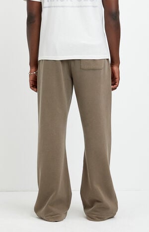 Brown Fleece Baggy Bootcut Sweatpants image number 4
