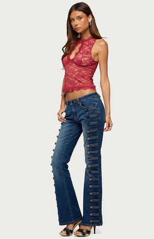 Button Loop Low Rise Bootcut Jeans image number 4