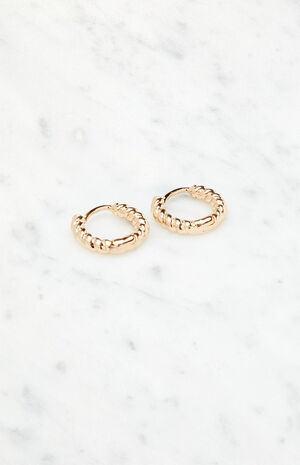 Gold Croissant Hoop Earrings image number 2