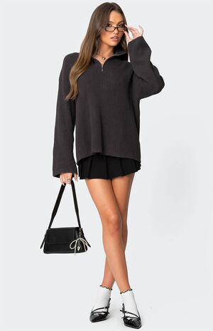 Amour High Neck Oversized Zip Sweater image number 2