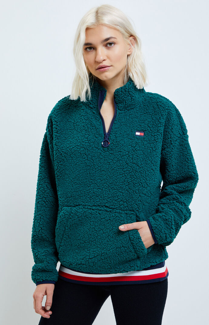 tommy hilfiger sherpa half zip hoodie