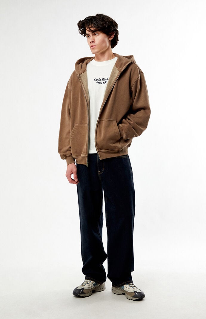 Pacsun Washed Brown Full Zip Hoodie