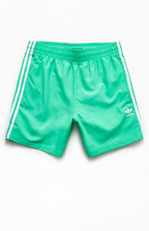 Green 3-Stripes 17" Swim Trunks image number 1