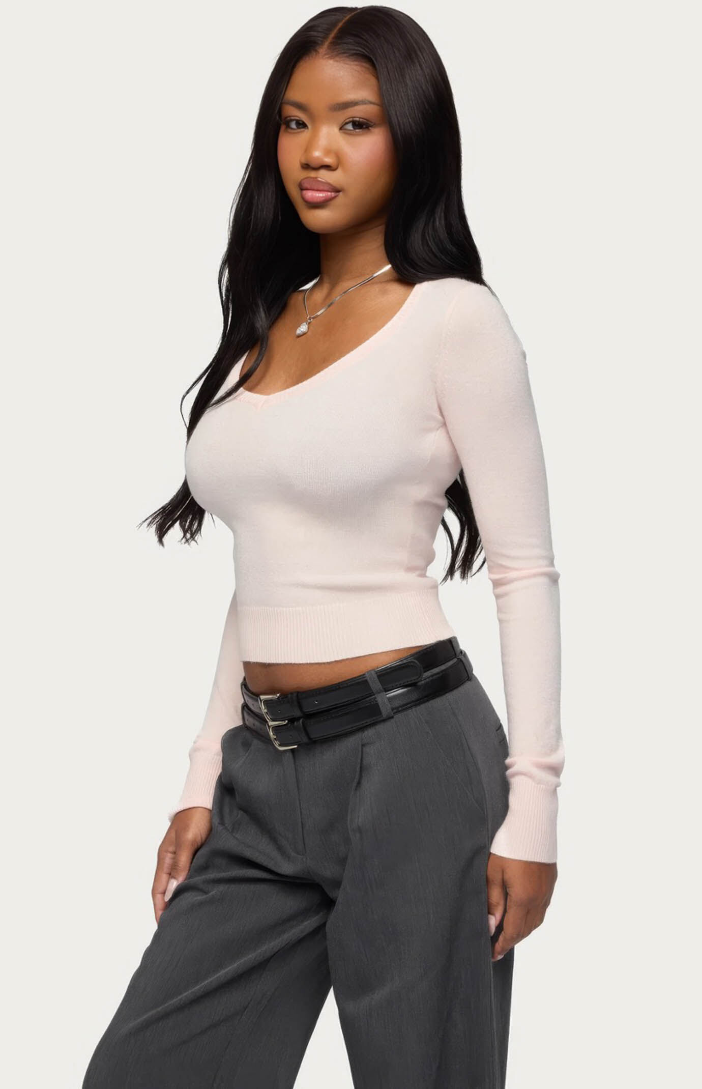 Edikted Mercedes Knitted V Neck Top
