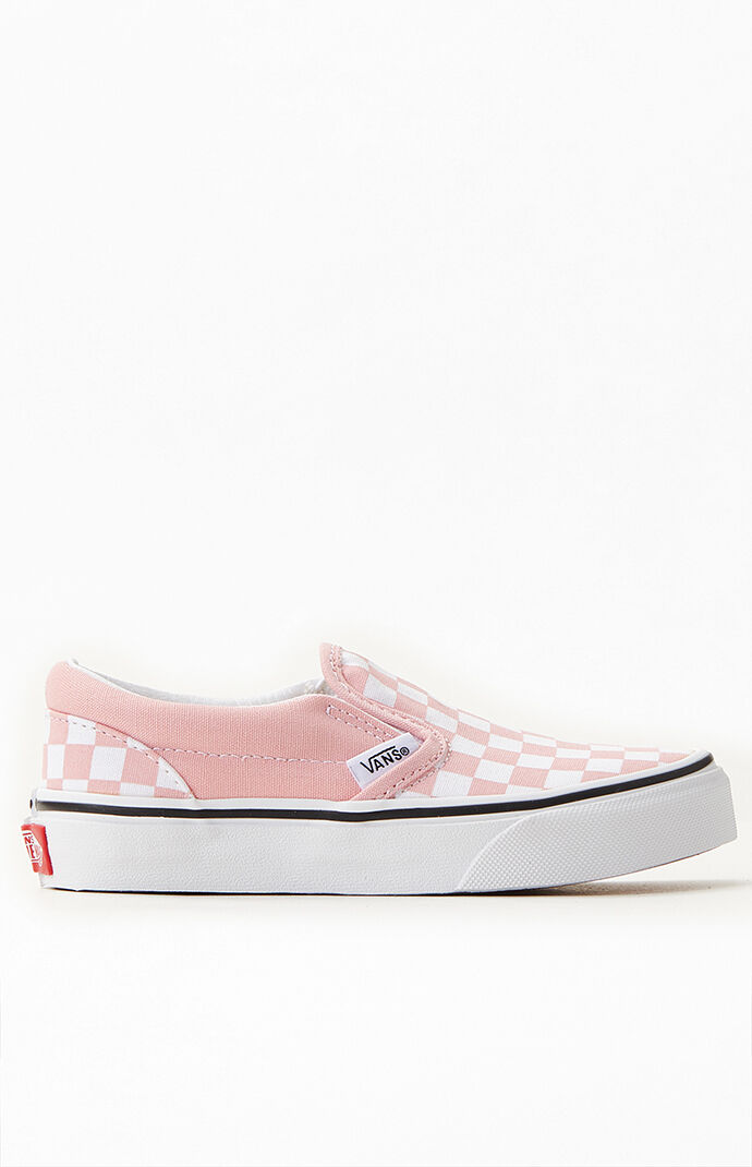 Vans Kids White Pink Checker Classic Slip On Shoes PacSun