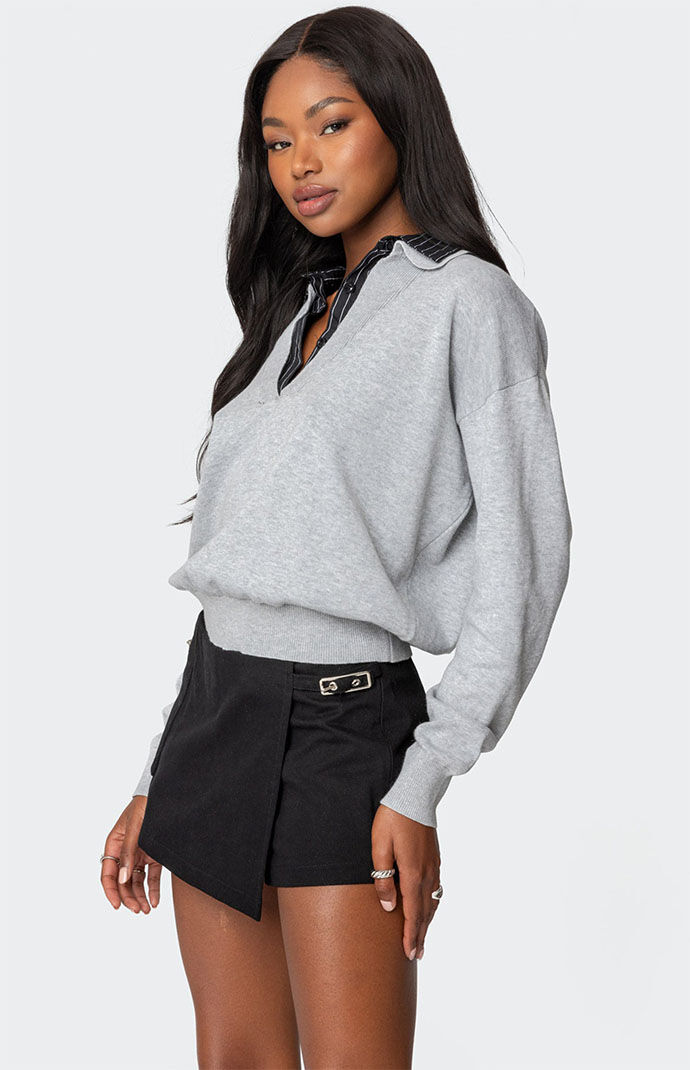 Edikted Rue Double Collared Sweater | PacSun