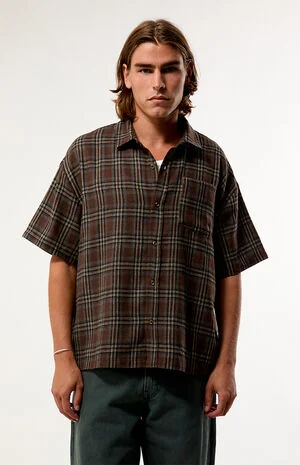 Chocolate Plaid Woven Flannel Shirt image number 1