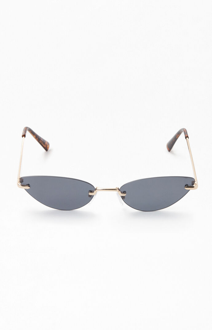 Black Narrow Metal Cat Eye Sunglasses