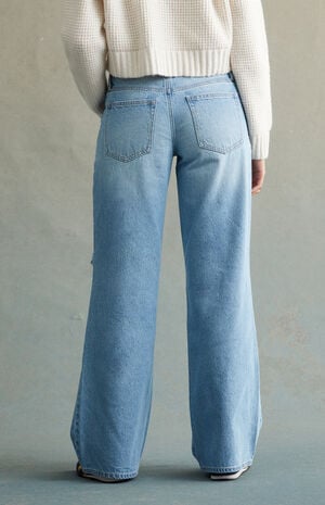 Light Indigo Ripped Low Rise Baggy Jeans image number 4