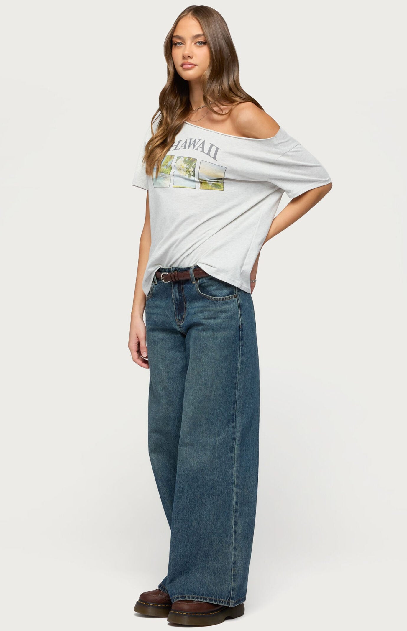 Edikted Hawaiian Babe Off The Shoulder T-Shirt
