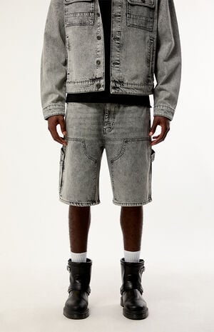 Black Baggy Carpenter Denim Shorts image number 2