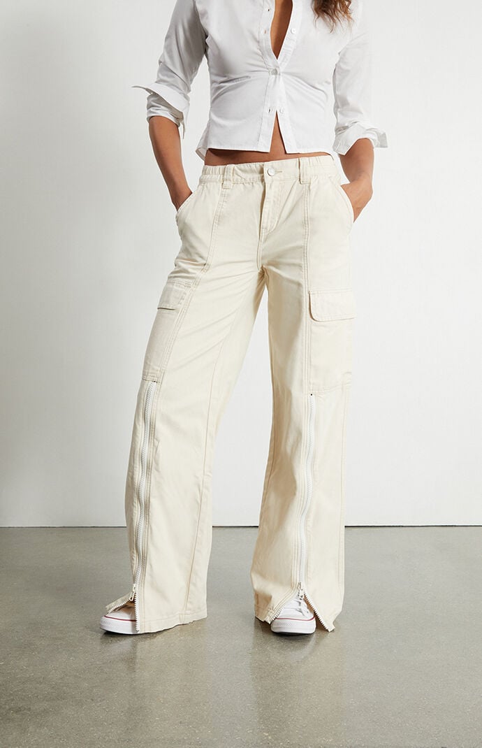 PacSun Bone Zipper Low Rise Puddle Pants PacSun