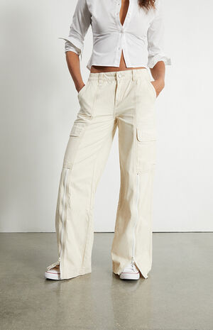 Bone Zipper Low Rise Puddle Pants image number 2