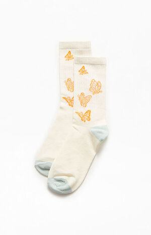 Drawn Butterfly Crew Socks image number 1
