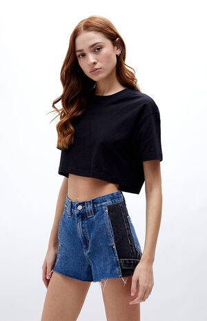 Two-Tone High Waisted Carpenter Shorts image number 3