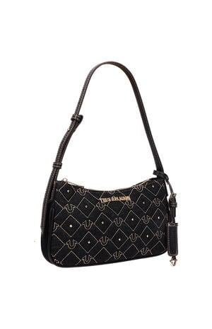 Studded Black Denim Shoulder Bag image number 2